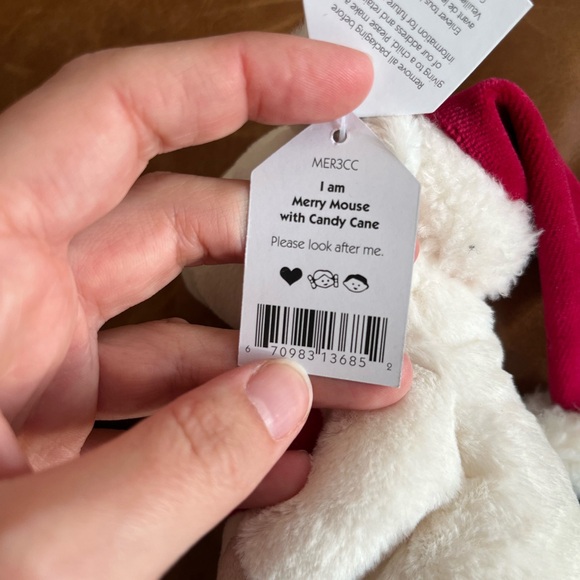 Jellycat Festive Mice with Candy Cane and Gift - Cream and Red - Picture 5 of 6